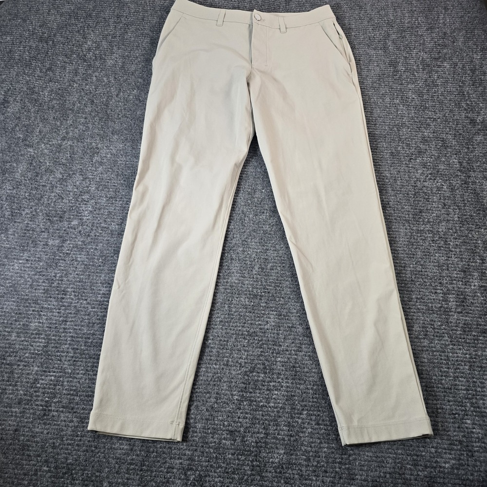 Lululemon Men's Pants Size 30 Khaki Beige Stretch Straight Leg Zip Pocket 29"